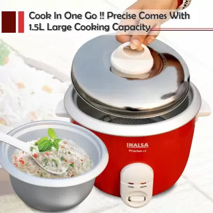 Inalsa Precise Electric Rice Cooker  (1.5 L, Red, White, Silver) Inalsa Precise Electric Rice Cooker  (1.5 L, Red, White, Silver)